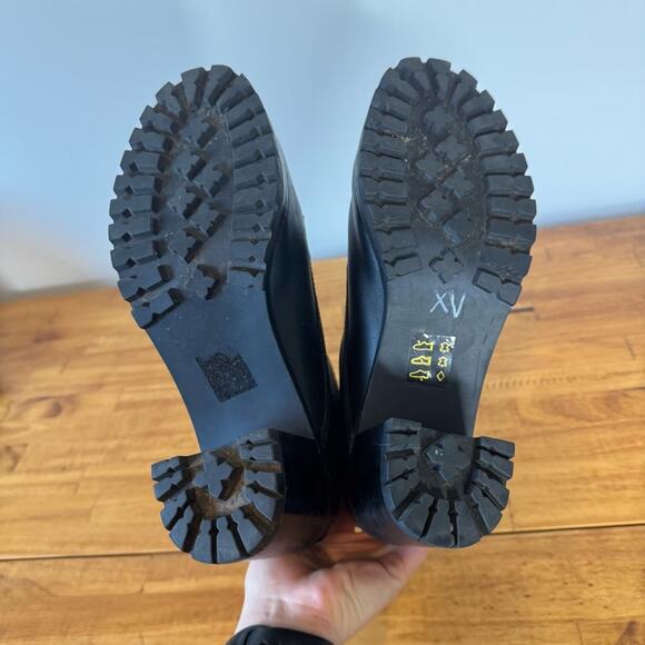 Madewell The Alyce Zip Front Lugsole Black Leather Heeled Boots Size 9 - Picture 6 of 7